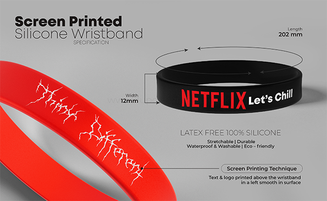 screen printed silicone wristband specification